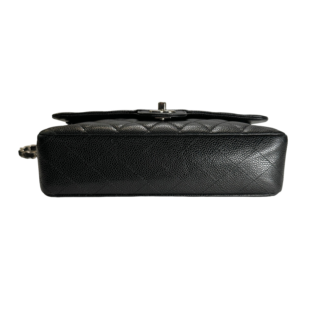 Used CHANEL Caviar Quilted Classic Flap Chain Shoulder Bag Black Silver