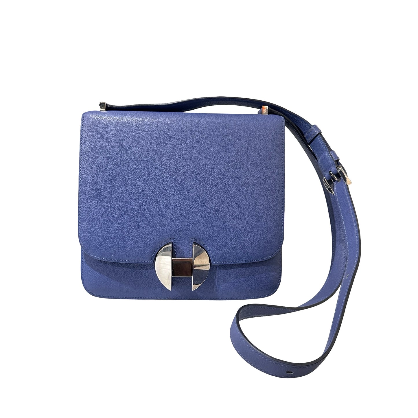 Used HERMÈS Leather 2002 20cm Cross Body Bag PHW Blue