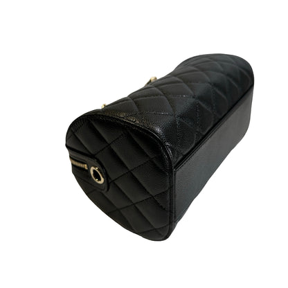 Used CHANEL Quilted Caviar leather Caviar Vanity Case Vanity case Black Gold