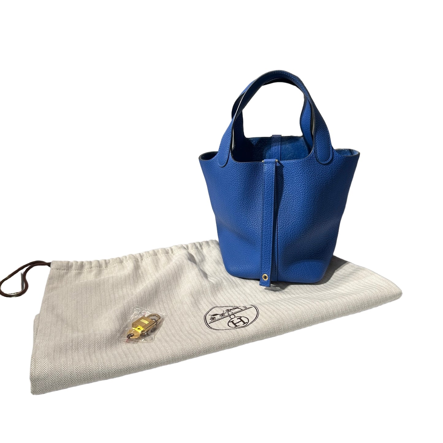 Used HERMÈS Clemence leather Picotin 18 Handbag bleu electrique PHW
