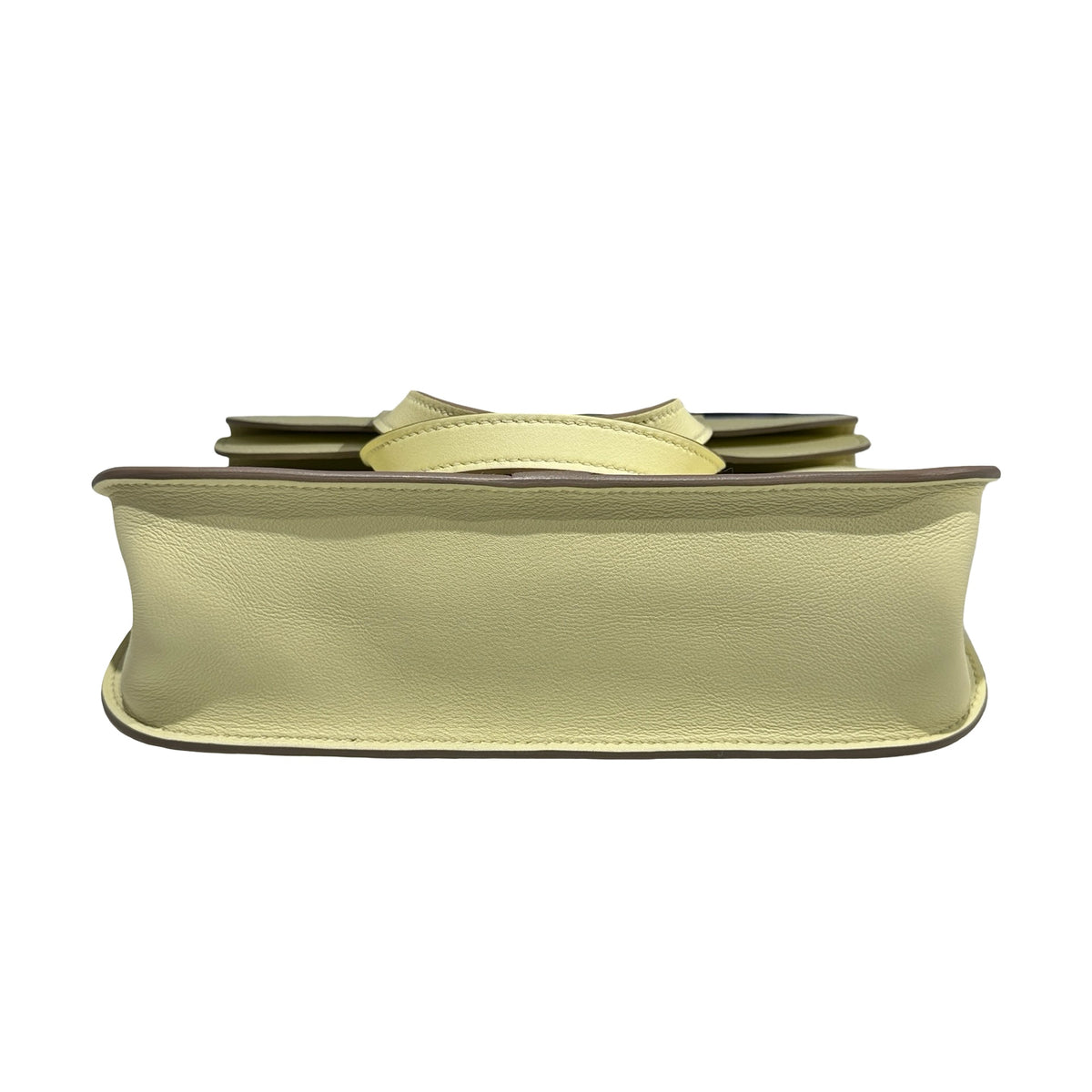 HERMES Leather Halzan Shoulder Bag Yellow Lime