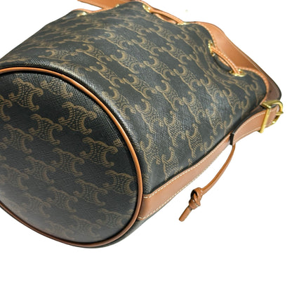 Used CÉLINE Canvas Bucket Cross Body Bag Brown GHW