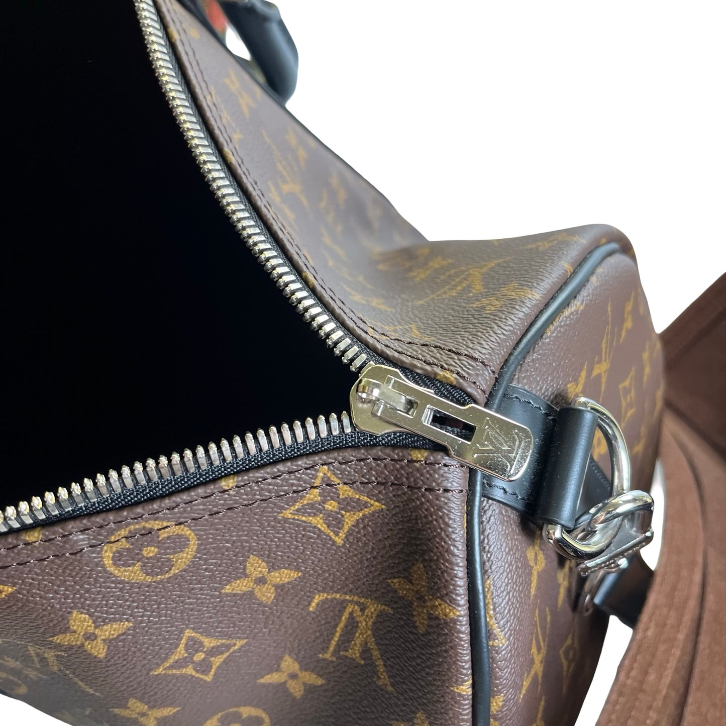 Used LOUIS VUITTON Monogram Macassar Keepall Bandouliere Travel Bag Brown Black