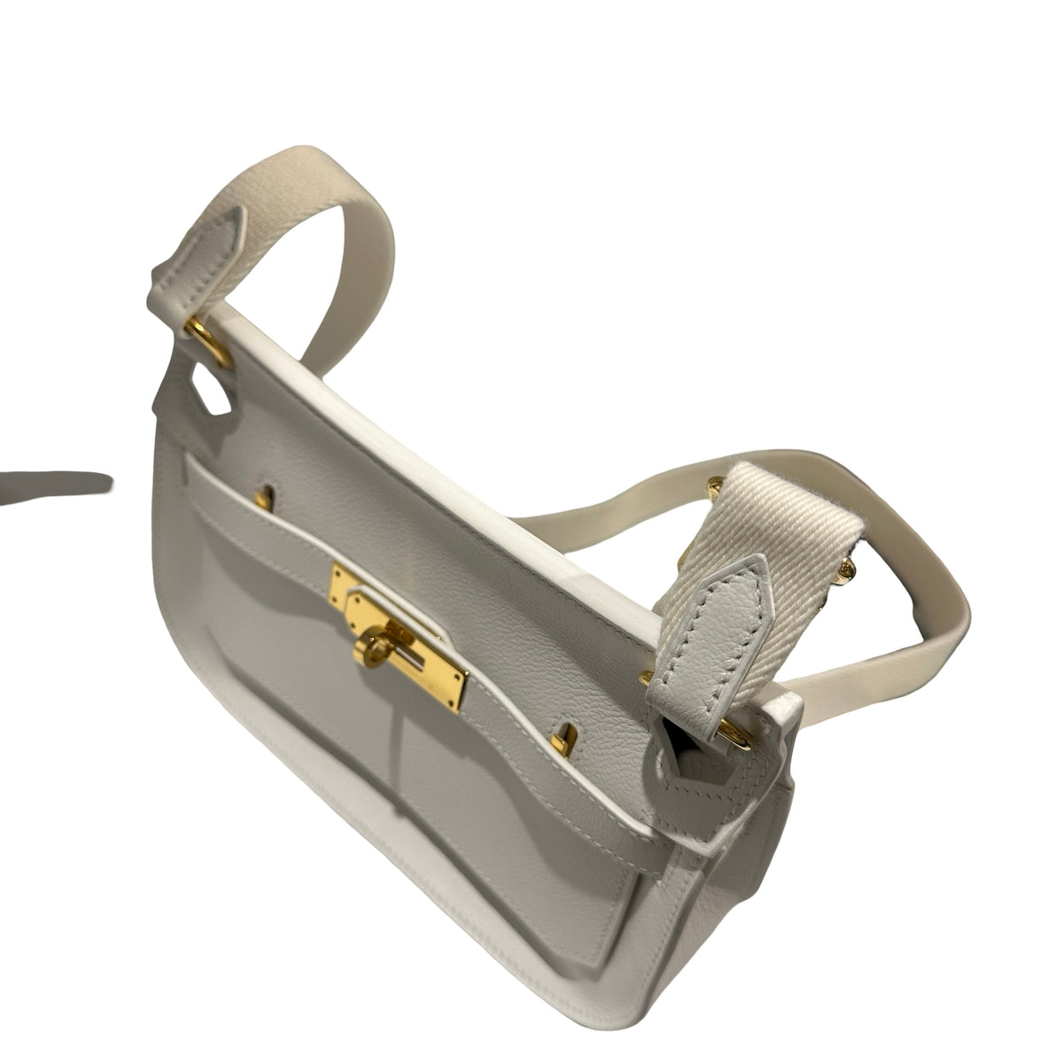 Used HERMES Evercolor Mini Jypsiere Cross body bag White GHW