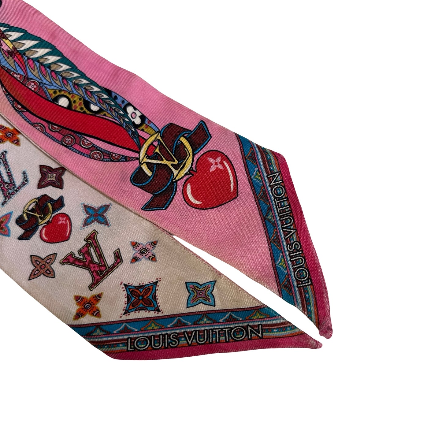 Used LOUIS VUITTON Twilly Twilly Pink White