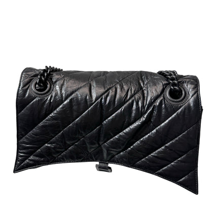 Used BALENCIAGA Quilted Calfskin Crush Chain Shoulder Bag Black