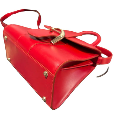 Used DELVAUX Brillant Mini Two Way Shoulder Bag Red