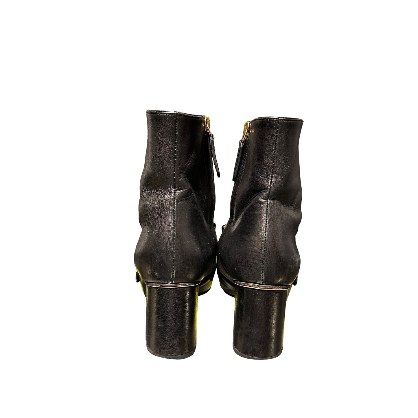 Used Gucci Calfskin Leather Ankle Boots GHW Black