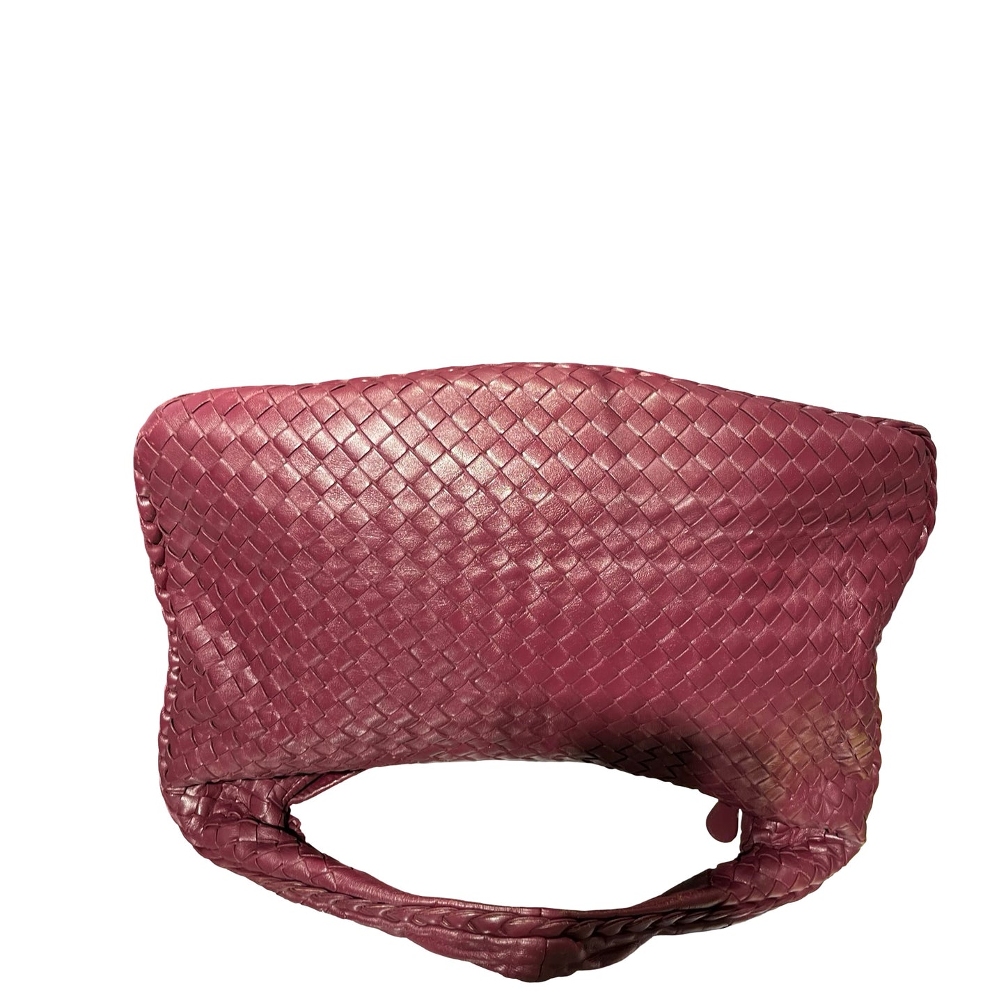 Used Bottega Veneta Calfskin Leather Shoulder Bag Burgundy Purple