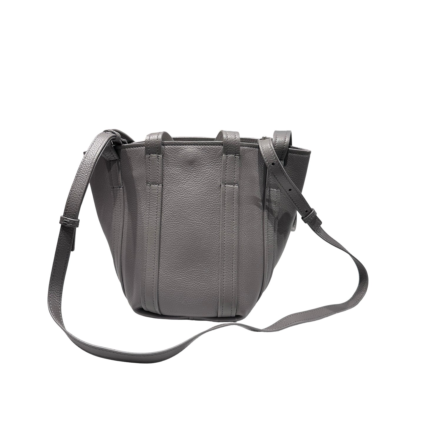 Used BALENCIAGA Calfskin Leather Everyday Shoulder Bag Grey PHW