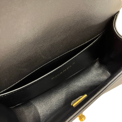 Used CHANEL Calfskin Leather Boy 20cm Shoulder Bag Black GHW