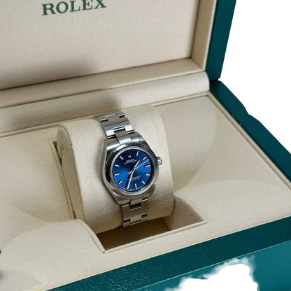 Used ROLEX Stainless Steel Oyster Perpetual Watch Blue Silver