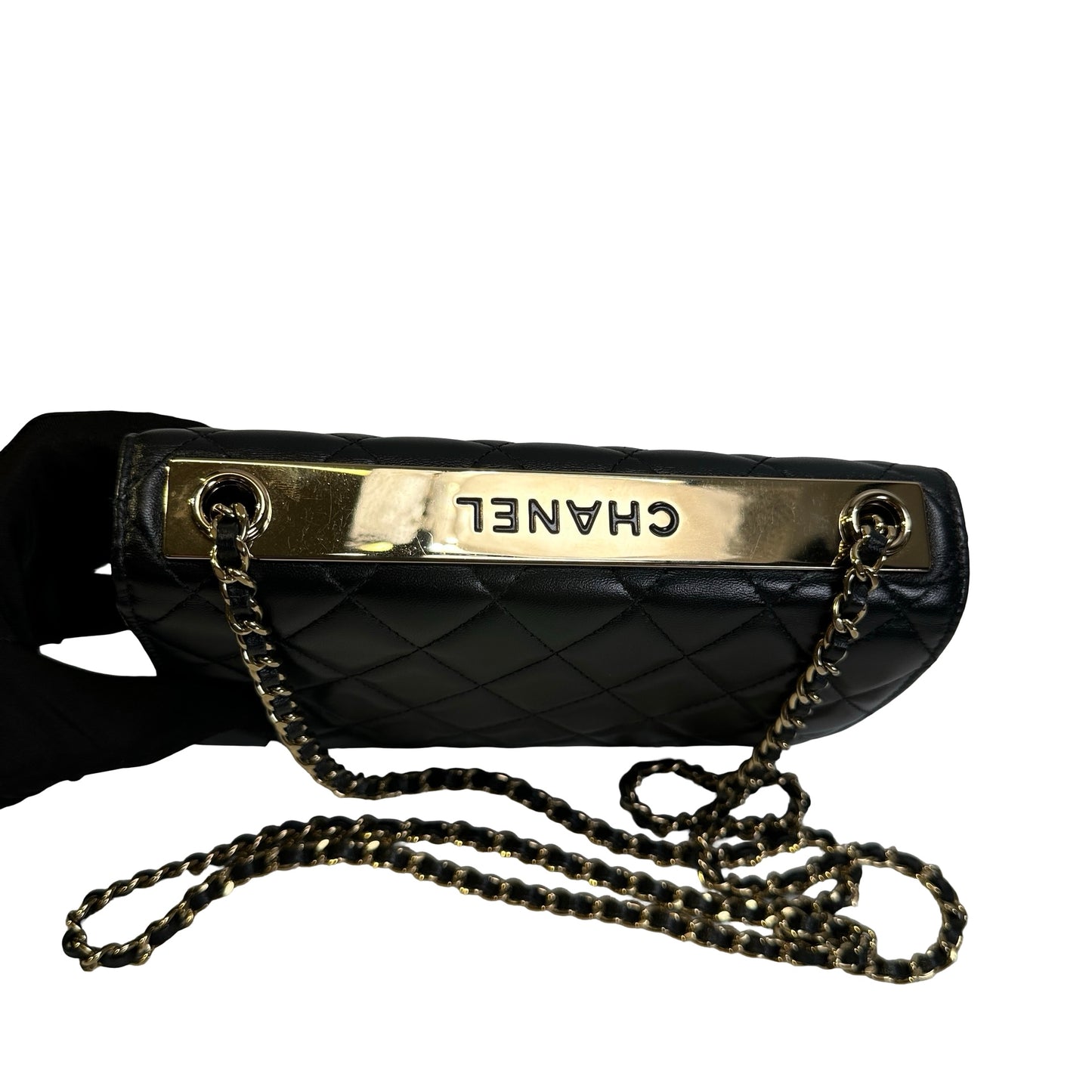 Used CHANEL Quilted Leather Wallet On Chain Wallet on chain Black