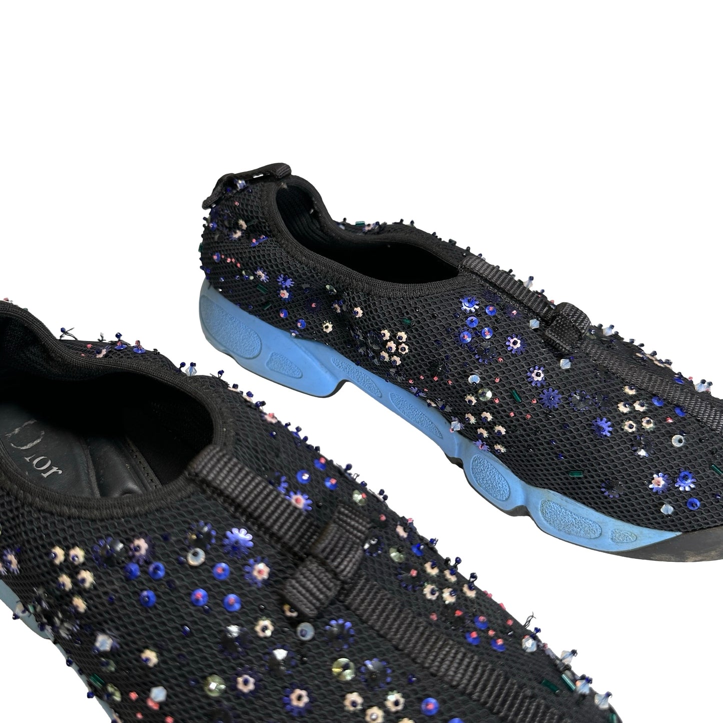 Used DIOR Mesh Embellished Fusion Sneakers Black Blue
