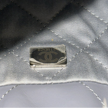 Used CHANEL Quilted Calfskin Chanel 22 Mini Handbag Light Blue Silver