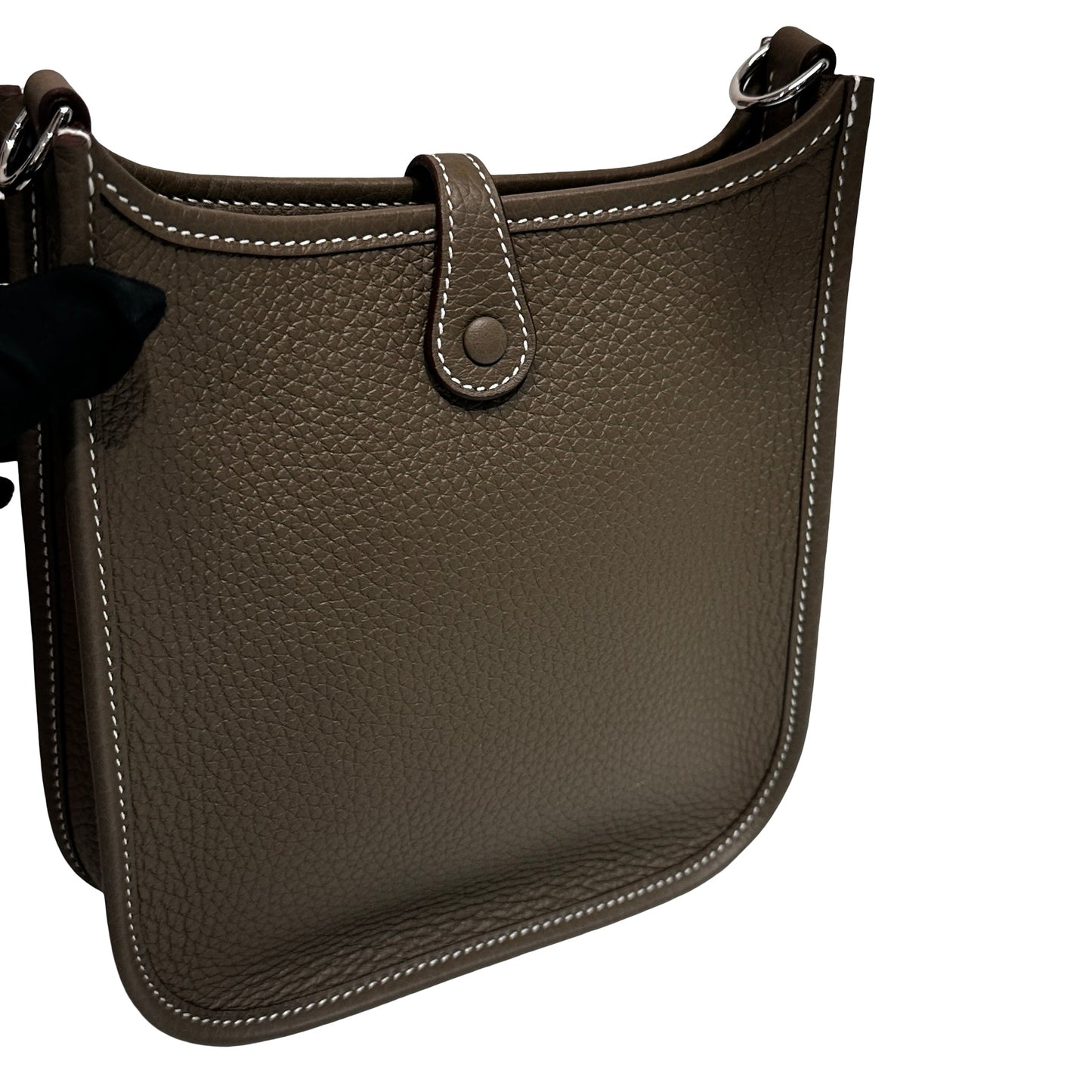 New HERMÈS MINI EVELYNE Cross Body Bag Etoupe PHW