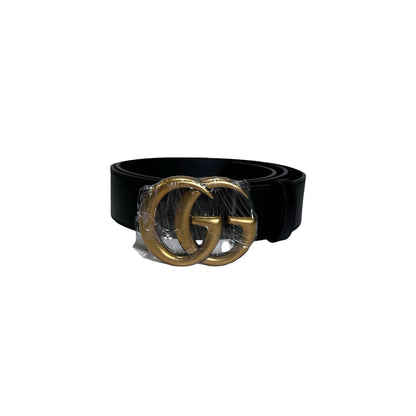 Brand New GUCCI Leather Double G Marmont Belt Black GHW