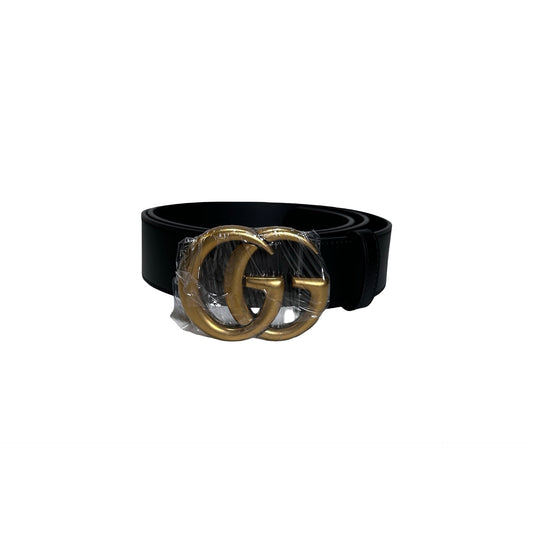 Brand New GUCCI Leather Double G Marmont Belt Black GHW
