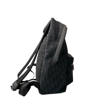 Used Dior Technical fabrics Cotton Calfskin Leather Backpack Navy Blue PHW