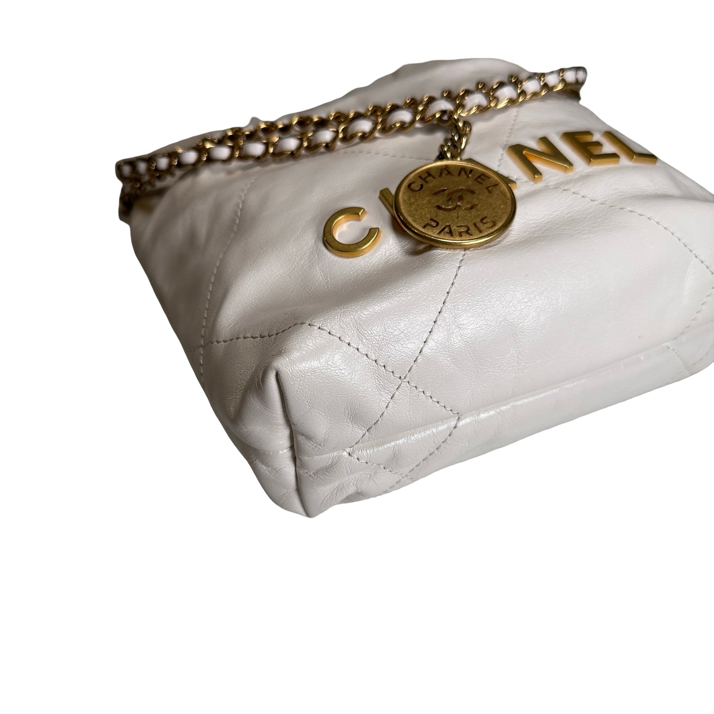 Chanel Quilted Calfskin Chanel 22 Shoulder Bag White GHW