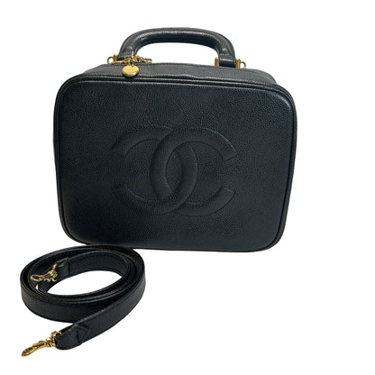 Used CHANEL Caviar leather Caviar Vanity Case Vanity case Black Gold