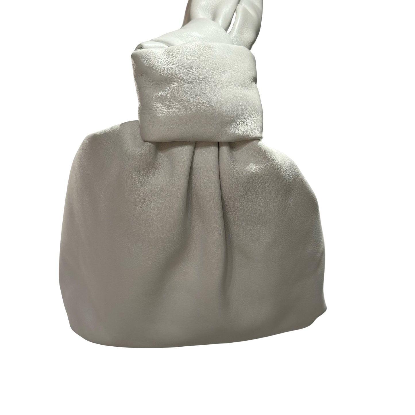 Used BOTTEGA VENETA Calfskin Leather Mini Double Knot Hobo Bag White