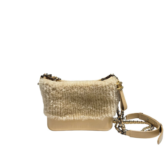 CHANEL GABRIELLE SMALL BEIGE SHEARLING [3000156]