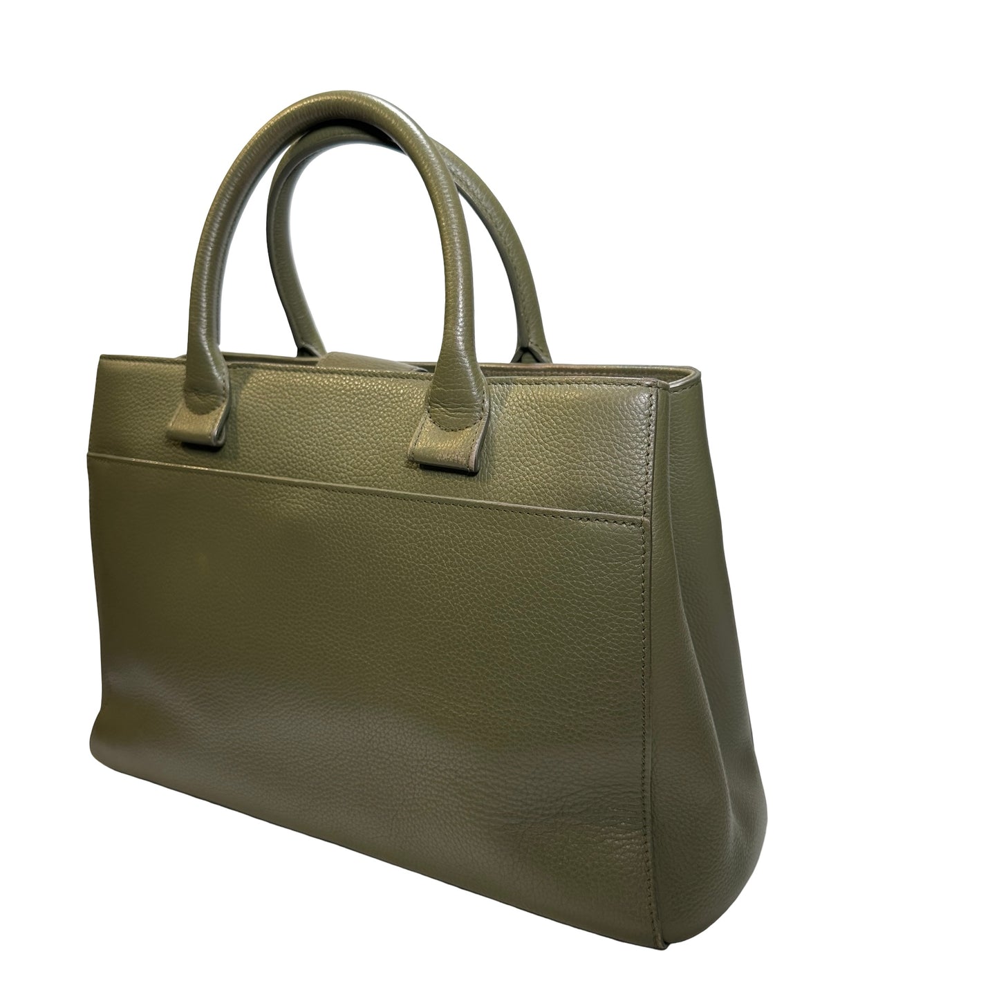 Used CHANEL Calfskin Leather Tote Bag Green