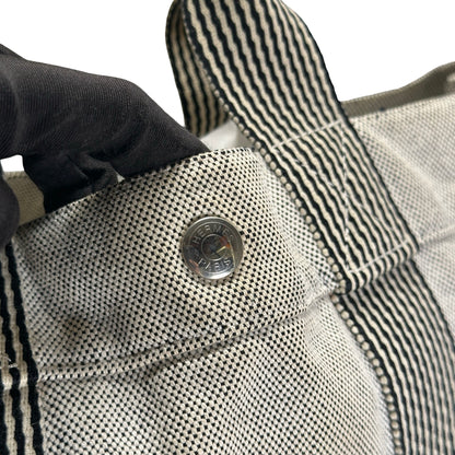 Used HERMES Canvas Fourre Tout Tote Bag Grey Black