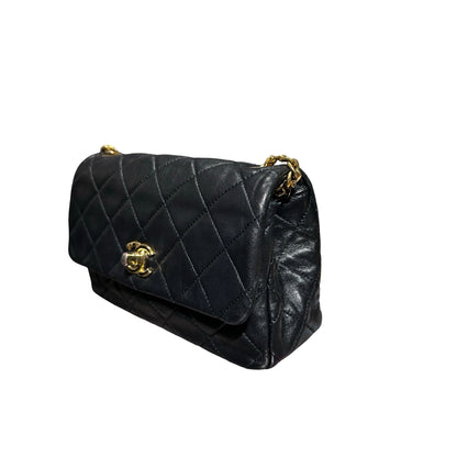 Used Chanel Flap with chain Shoulder Bag Black GHW