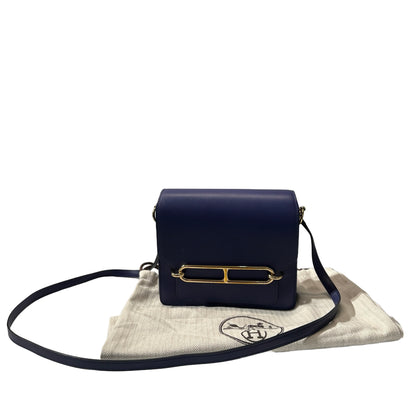 Used HERMÈS Allegro Calfskin MINI ROULIS Shoulder Bag M3 Bleu Encre GHW