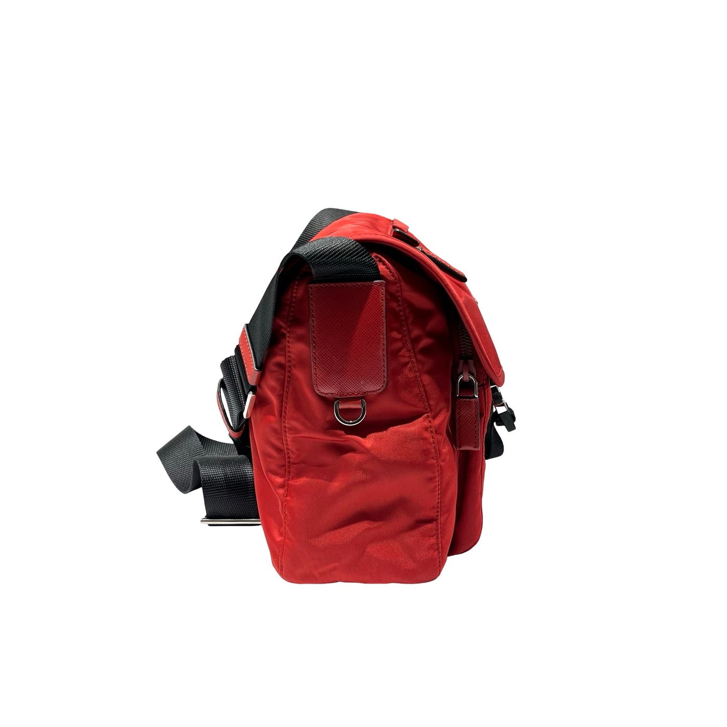 Used Prada Nylon Cross Body Bag Red PHW