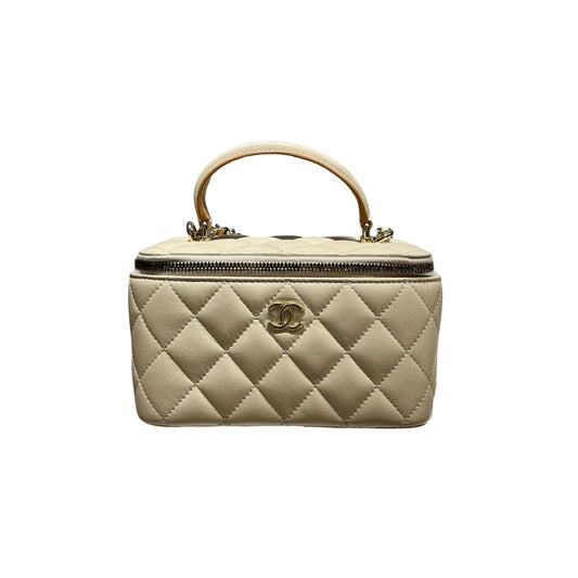 CHANEL BEIGE GHW VANITY WITH HANDLE [3000689]