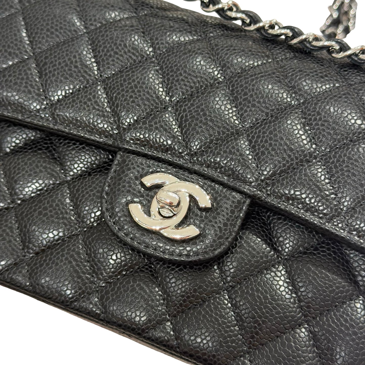 Used CHANEL Calfskin Leather CF 23 Shoulder Bag Black PHW