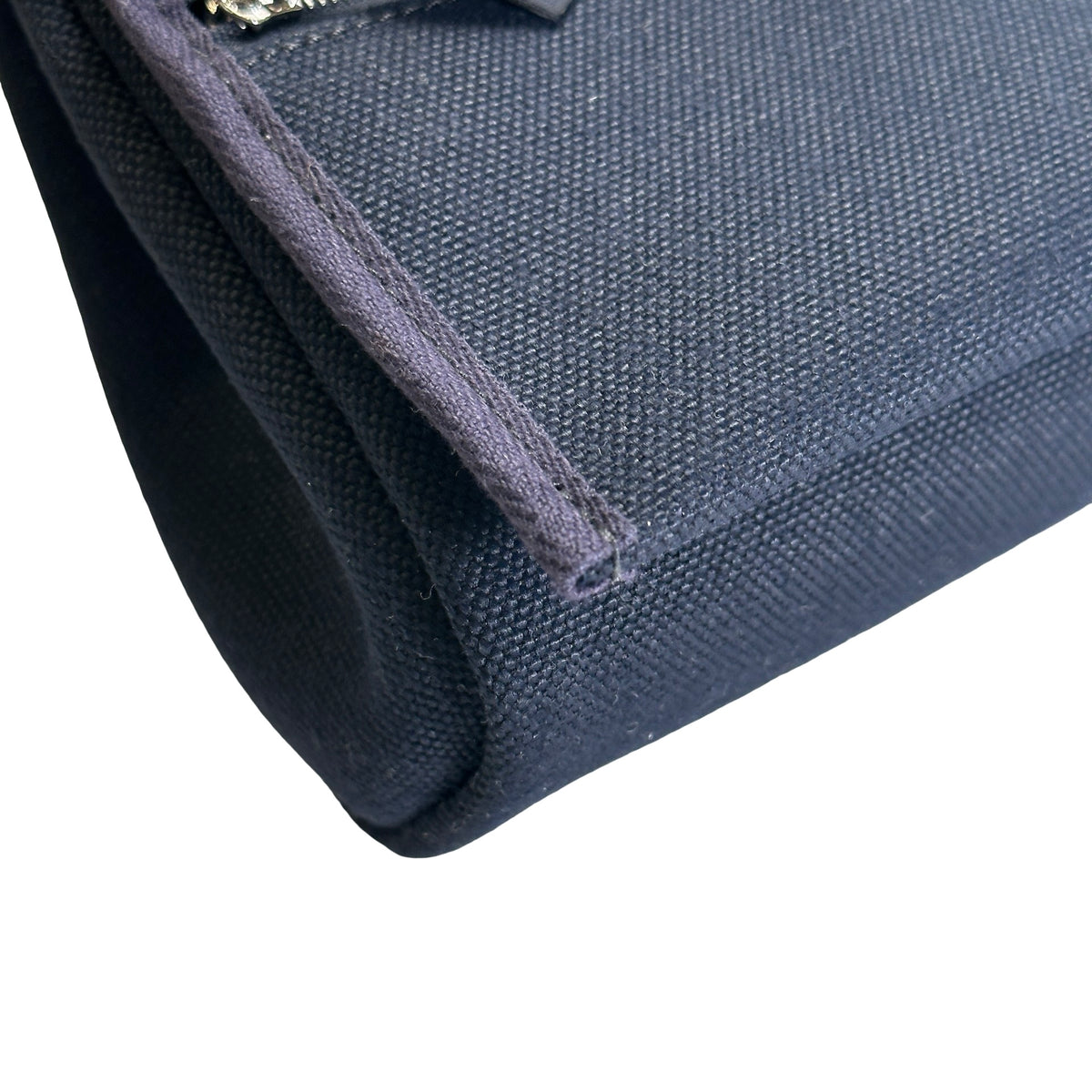 Brand New HERMES Canvas Leather Mini Herbag Handbag Navy PHW