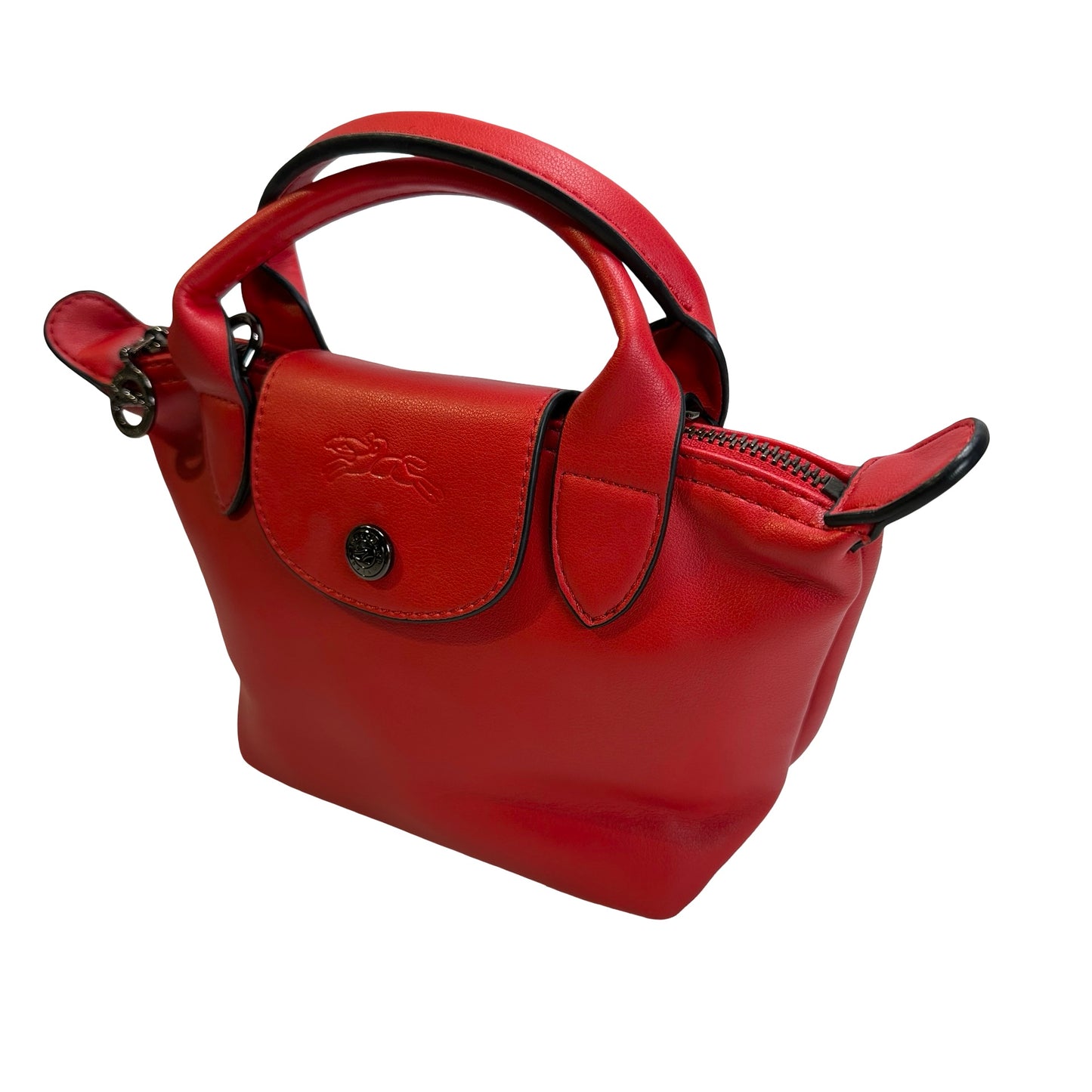 Used LONGCHAMP Leather Le Pliage Handbag Red
