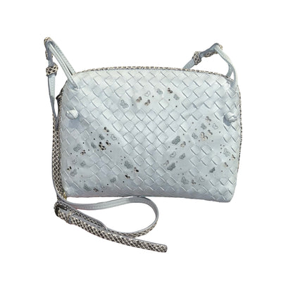 Used Bottega Veneta Lambskin Leather Butterfly Cross Body Bag PHW Grey