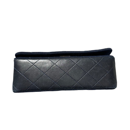 Used CHANEL Flap Cross Body Bag Navy Blue GHW