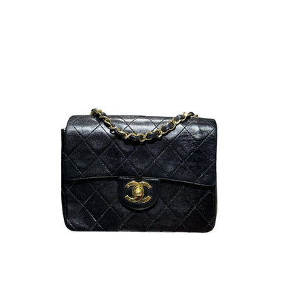 Used Chanel Vintage Mini Flap 17cm Shoulder Bag Black GHW