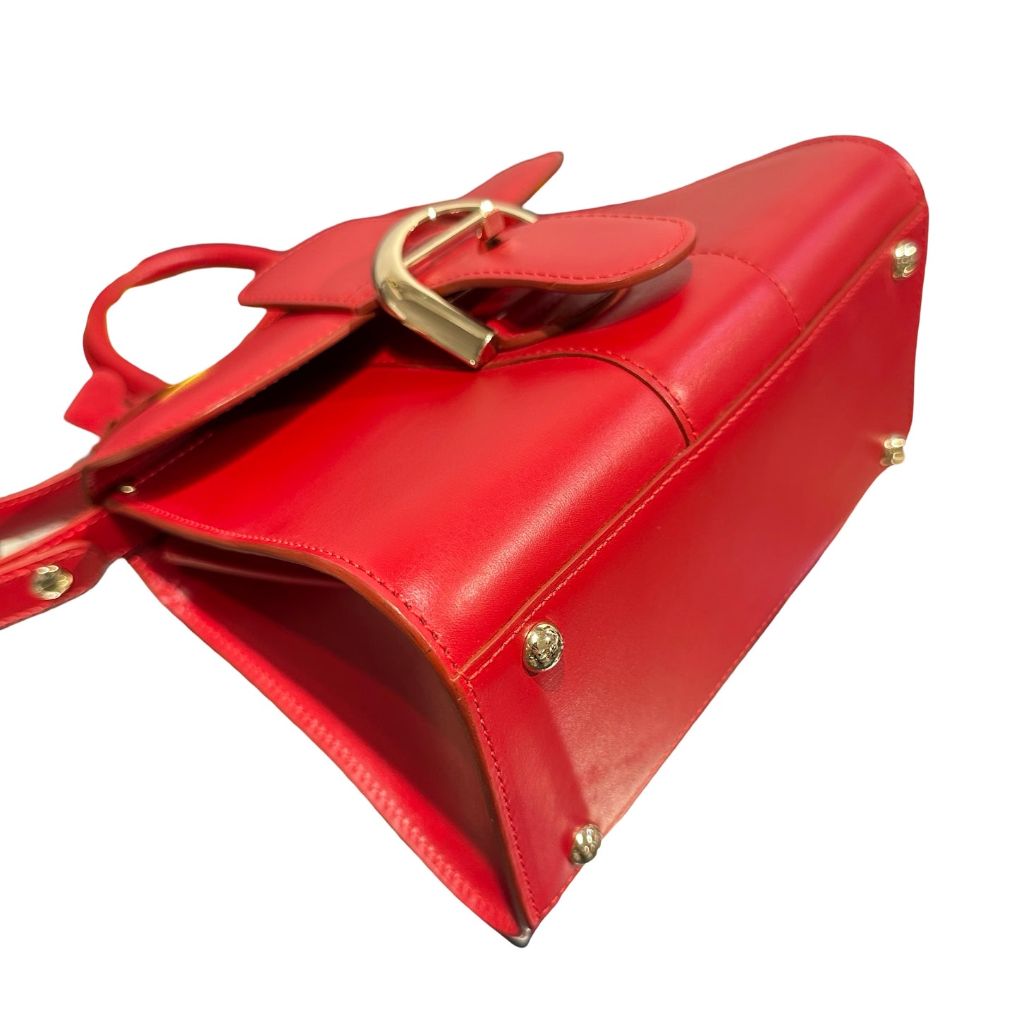 Used DELVAUX Brillant Mini Two Way Shoulder Bag Red