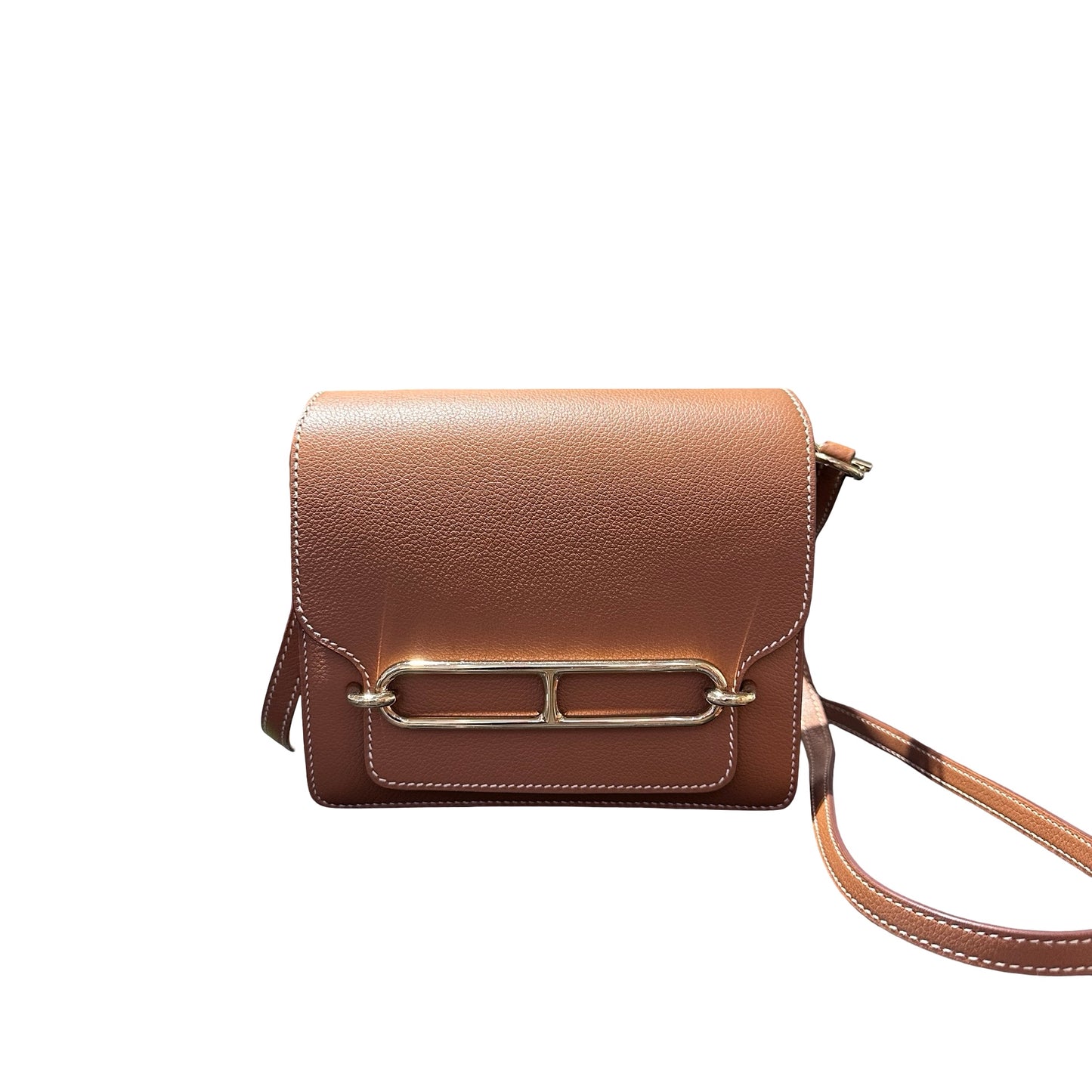 Used HERMÈS Evercolor leather MINI ROULIS Cross Body Bag GHW Gold