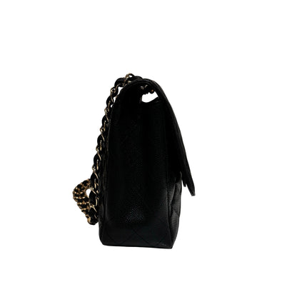 Used CHANEL Classic Flap Shoulder Bag Black GHW