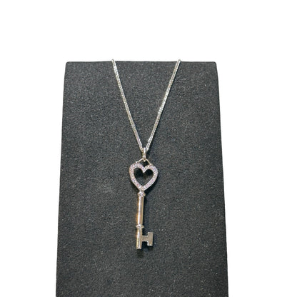 Used TIFFANY & CO. 18K white gold Heart key necklace Jewellery PHW