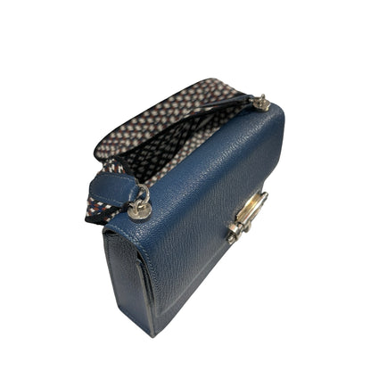 Used HERMES Chevre Mini Verrou Crossbody Bag 73 Bleu Salhir PHW