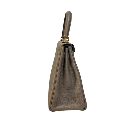 Used HERMES Togo Kelly 25 Handbag Gris Meyer Gold Hardware