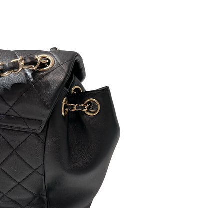 Used Chanel Calfskin Leather Small Duma Backpack Black GHW