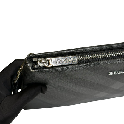 Used BURBERRY London Check Clutch Clutch Black Grey
