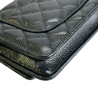 Brand New CHANEL Caviar Wallet on chain Wallet on chain Black，GHW