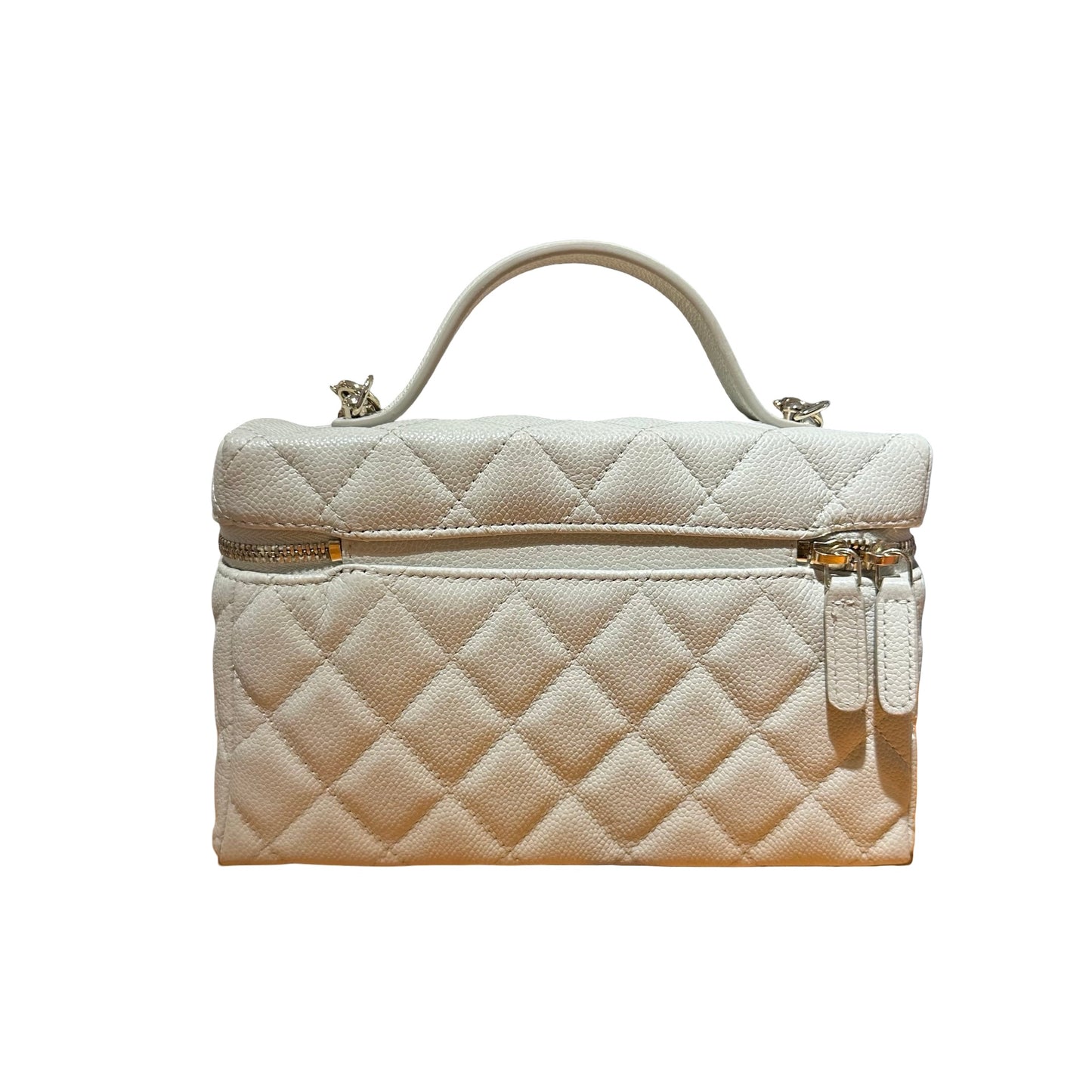 Used CHANEL Calfskin Leather Cross Body Bag Grey GHW