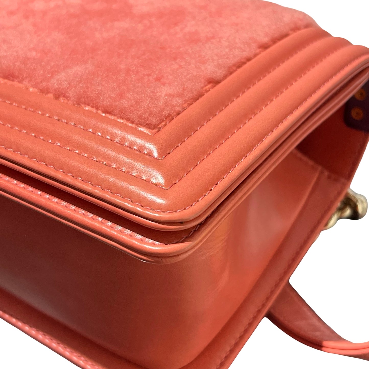 Used CHANEL Small Boy Chain Shoulder Bag Pink GHW